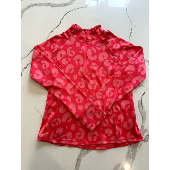 DSG NWT 1/4 Zip Cold Weather Compression Top In Pink Leopard Size 10 - Picture 1 of 4